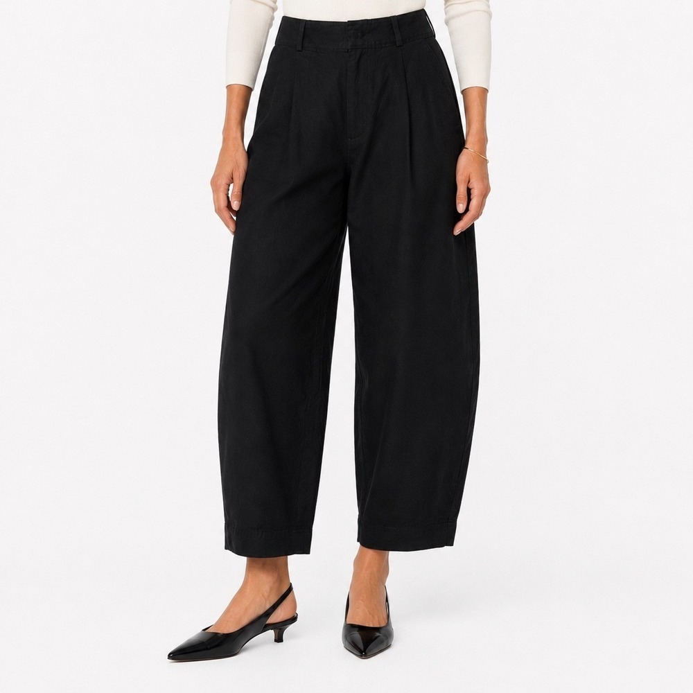 NWT Apiece Apart Bari Crop Trousers Linen Organic Cotton Black Barrel Size 8